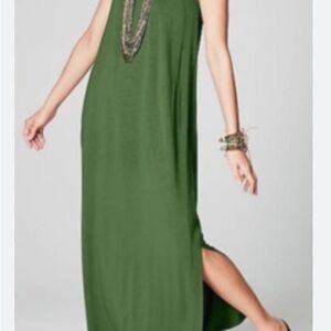 J Jill Slub Knit Green Halter Maxi Dress with Pockets - MP